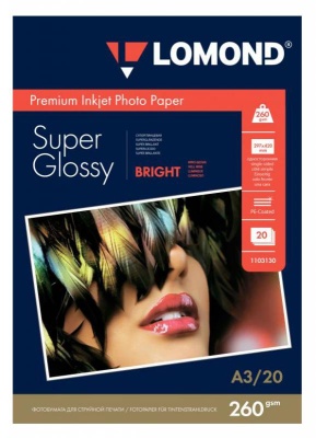 Фотобумага Lomond 1103130 A3/260г/м2/20л./белый высокоглянцевое для струйной печати
