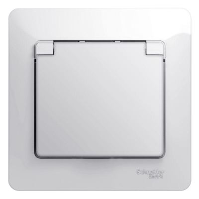 Systeme electric GSL000146 GLOSSA РОЗЕТКА с заземлением со шторками с крышкой, 16А, IP20, в сборе, БЕЛЫЙ