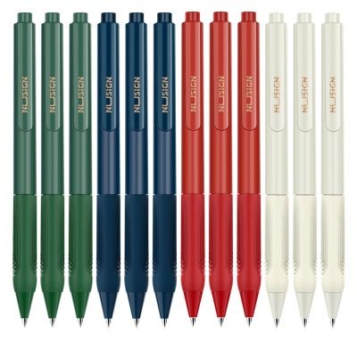 Ручка гелев. Deli Nusign NS646 ассорти черные автоматическая линия 0.5мм