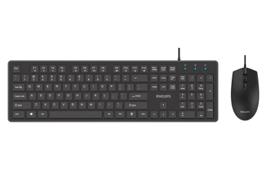 Аксессуары Philips Проводной Комплект  SPT6264, USB 2.0 104 клав/3 кнопки, 800-2400dpi, русская заводская раскладка, чёрный (SPT6264B/60)