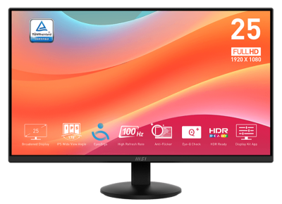 Монитор MSI 24.5" Pro MP252L черный IPS LED 1ms 16:9 HDMI M/M 1300:1 250cd 178гр/178гр 1920x1080 100Hz DP FHD 3.3кг