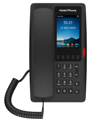 Гостиничный IP-телефон Fanvil H6W WIFI Hotel Phone HD voice 2 SIP Lines 5 Programmable Keys 1 USB port for charging 3.5" Color Screen 2.4GHz&5GHz,Wi-Fi 6 PoE Support  PSU