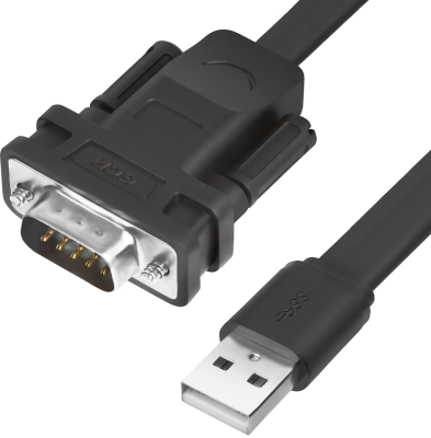 Greenconnect Конвертер-переходник 3.0m плоский, черный, позолоченные коннекторы, 28/26 AWG, USB 2.0 AM / DB9 RS-232 PROF GCR-UOC5M-BCG-3.0m, чипсет PL2303RA Greenconnect USB 2.0 AM / DB9 RS-232 + чипсет PL2303RA (GCR-UOC5M-BCG-3.0m)