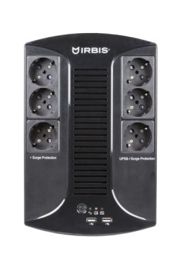 Источник бесперебойного питания IRBIS UPS Personal plus  600VA/360W, Line-Interactive, AVR, 6xSchuko outlets(3 Surge & 3 batt.), 2 USB charger, 2 year warranty (ISBR600E)