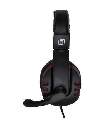 Наушники с микрофоном Оклик HS-L380G ABBADON черный/красный 1.8м мониторные оголовье (JD-032)