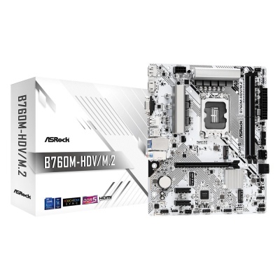 Материнская плата Asrock B760M-HDV/M.2 Soc-1700 Intel B760 2xDDR5 mATX AC`97 8ch(7.1) 2.5Gg RAID+VGA+HDMI+DP