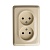 Systeme electric PA16-105K ЭТЮД O/У двойная угловая РОЗЕТКА без заземления без шторок 16А, КРЕМОВЫЙ, Россия