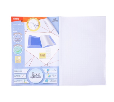 Пленка Deli EH830 Macaron для книги (набор 10шт) ПП 80мкм гладкая прозр. 360х500мм