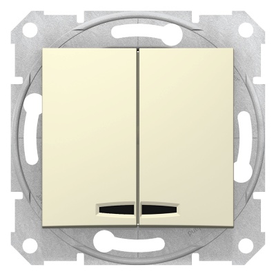 Sedna Выключатель двухклавишный с подсветкой в рамку бежевый