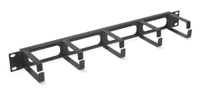 Cabeus JB08-1U-BK Кабельный органайзер горизонтальный 19" 1U, 5 колец, металлический, цвет черный (RAL9004) (JB08-1U-BK)