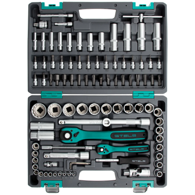 Набор инструментов 1/2, 1/4, CrV, 12 гранные головки, пластиковый кейс, 94 предмета