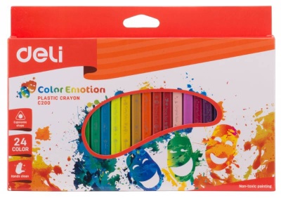 Восковые мелки Deli EC20020 Color Emotion трехгранные 24цв. картон.кор./европод.