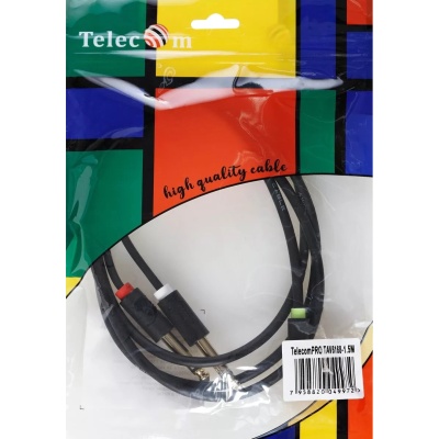 Кабель-адаптер 3.5ST(M)/2X6.35 ST(M), 1.5м, Telecom PRO <TAV6168-1.5M> VCOM Адаптер-переходник Telecom Jack 3.5 mm M/2 x jack 6.35 mm M (TAV6168-1.5M)