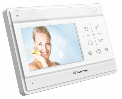 Видеодомофон TANTOS LILU цветной, TFT LCD 4,3" 480x234, PAL/NTSC, Hands-Free. Возможности подключения: 4 монитора, 2 вызывные панели. Адресный интерко