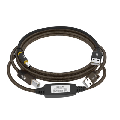 GCR Кабель активный 5.0m USB 2.0, AM/BM, черно-прозрачный, с усилителем сигнала, разъём для доп.питания, 28/24 AWG (GCR-53779)
