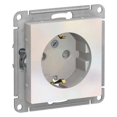 Systeme electric ATN000445 ATLASDESIGN РОЗЕТКА с заземлением со шторками, 16А, механизм, ЖЕМЧУГ