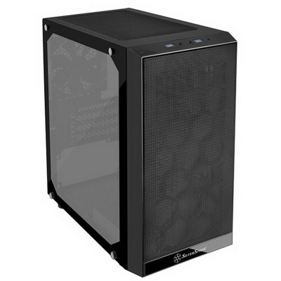 SST-PS15B-PRO Precision Mini Tower Micro ATX Computer Case, tempered glass, 2x 120mm ARGB, 1x ARGB Controller, black