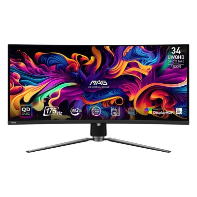 Монитор 34.18" MSI MAG 341CQP QD-OLED Black (QD-OLED, 3440x1440, HDMI+HDMI+DP+Type C, USB Hub, 0.03 ms, 178°/178°, 250 cd/m, 1500000:1, 175Hz, Curved)