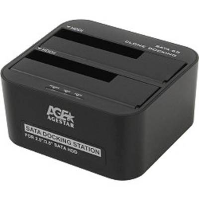 AgeStar Докстанция 2x2.5"/3.5" SATA HDD/SSD AgeStar 3UBT6-6G, USB3.0, пластик, черный, UASP