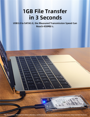 Внешний корпус для HDD/SSD Netac NT07WH11-30CC 2.5 SATA --> USB3.0 , скользящая прозрачная крышка, USB3.0 C --> C кабель