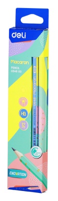 Карандаш чернографит. Deli EU54800-1 Macaron HB шестигран. пластик ластик (1шт)