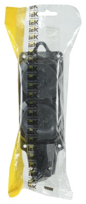 Блок силовая (2розет.) IEK Омега (PKR62-016-2-K02) откр. зазем. крыш. черный (упак.:1шт)