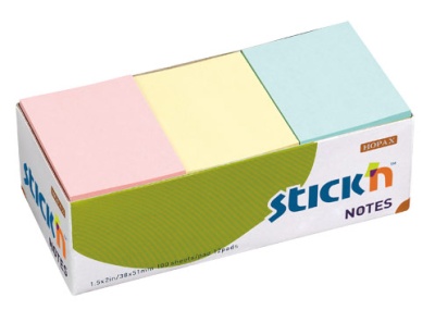 Блок самоклеящийся бумажный Stick`n 21004 38x51мм 100лист. 70г/м2 пастель 3цв.в упак. без упаковки