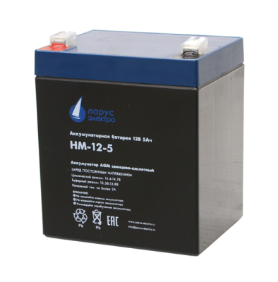 Парус-электро Аккумуляторная батарея для ИБП  HM-12-5 (AGM/12В/5Ач/клемма F2), 90х70х101мм (HM-12-5)