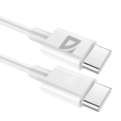 Defender USB кабель F182 TypeC-TypeC 1м, 30 Вт, PD,TPE,белый, пакет (87507)