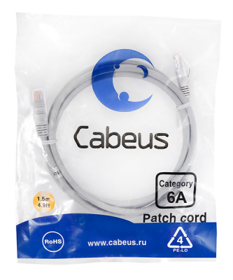 Патч-корд u/utp, категория 6а (10g), серый, lszh, 1.5м Cabeus PC-UTP-RJ45-Cat.6a-1.5m-LSZH Патч-корд U/UTP, категория 6а (10G), 2xRJ45/8p8c, неэкранированный, серый, LSZH, 1.5м (PC-UTP-RJ45-Cat.6a-1.5m-LSZH)