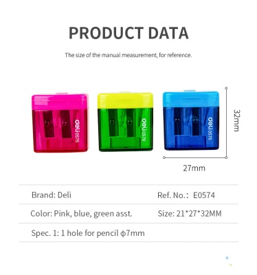 Точилка для карандашей ручная Deli E0574 Cubic 1 отверстие пластик ассорти дисплей