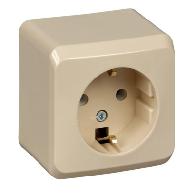 Systeme electric PA16-003K ЭТЮД О/У РОЗЕТКА с заземлением без шторок 16А 250B, КРЕМОВЫЙ, Россия