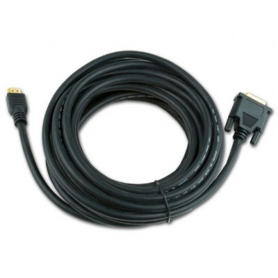 Кабель Cablexpert Кабель HDMI-DVI Cablexpert CC-HDMI-DVI-15, 19M/19M, 4.5м, single link, черный, позол.разъемы, экран, пакет (043465) {50}