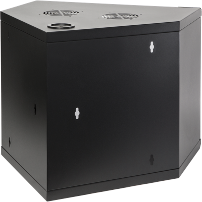 Шкаф настенный угловой, 6U 600x600, стеклянная дверь, черный (TWT-CBWTG-6U-6x6-BK)
