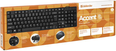 Defender Проводная клавиатура Accent SB-720 RU,черный,компактная USB Defender Accent SB-720 (45720)
