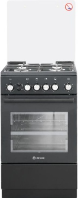 Плита Газовая De Luxe 5040.40г (кр) ЧР-015 черный (стеклянная крышка) реш.чугун