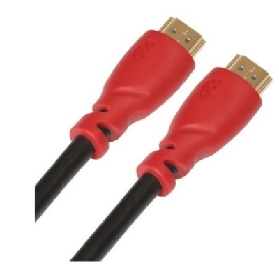 GCR Кабель 0.5m HDMI версия 1.4, черный, красные коннекторы, OD7.3mm, 30/30 AWG, позолоченные контакты, Ethernet 10.2 Гбит/с, 3D, 4K GCR-HM350-0.5m, экран