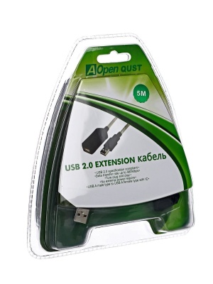 Кабель-адаптер USB2.0-repeater, удлинительный активный <Am-->Af> 5м Aopen/Qust <ACU823-5M> VCOM USB 2.0 Type-AM - USB 2.0 Type-AF 5м (ACU823-5M)