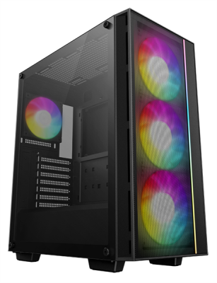 Корпус Deepcool MATREXX 55 MESH V4 без БП, боковое окно (закаленное стекло), 3xARGB LED 140мм вентилятора спереди, 1xARGB LED 120мм вентилятор сзади, черный, ATX (MATREXX 55 MESH V4)