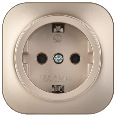 GLORY Розетка 1-местная для открытой установки с заземлением без защитных шторок 16А РС20-3-ХШм шампань матовый IEK