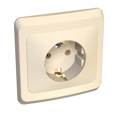 Systeme electric PC16-003K ЭТЮД С/У РОЗЕТКА с заземлением без шторок 16А 250B, КРЕМОВЫЙ, Россия