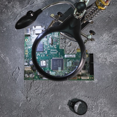 REXANT (12-0250) Держатель "третья рука" с лупой  х2.5, подставка под паяльник, LED подсветка