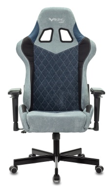 Кресло игровое Бюрократ VIKING 7 KNIGHT Fabric синий текстиль/эко.кожа с подголов. крестовина металл