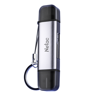 Картридер Netac WK13GYCN USB3.0+Type-C --> mSD/SD, Серый