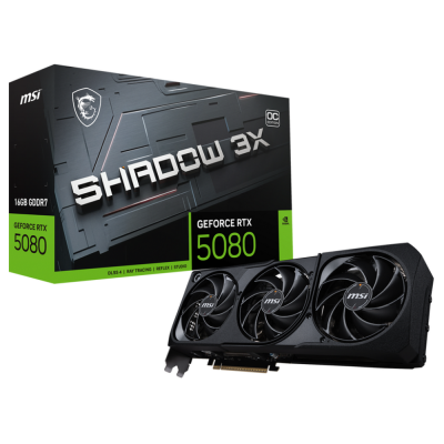 Видеокарта MSI RTX5080 SHADOW 3X OC 16GB GDDR7 256bit 3xDP HDMI 3FAN RTL