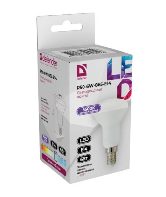 Defender Лампочка светодиодная R50-6W-865-E14 рефлектор, 6500 К, холодный дневной,1шт