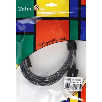 Кабель-адаптер USB Type-Cm --> HDMI(m) 4K@120Hz 8K@30Hz, 1.8m Telecom <TCC015M-1.8M> VCOM Адаптер-переходник Telecom USB 3.1 Type C M/HDMI M (TCC015M-1.8M)