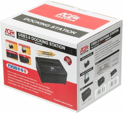 Док-станция для HDD AgeStar 3UBT7 SATA III пластик/алюминий серебристый 1