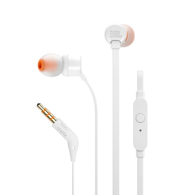 Гарнитура вкладыши JBL T110 WHT 1.2м белый проводные в ушной раковине (JBLT110WHT)