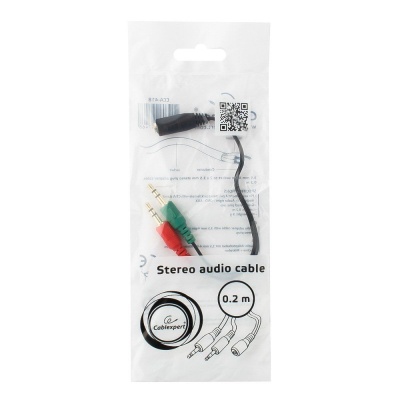 Кабель Cablexpert CCA-418 Cablexpert, джек3.5 нушники + 3.5 микрофон-> джек3.5 4pin, длина 20см {1000} (097468)